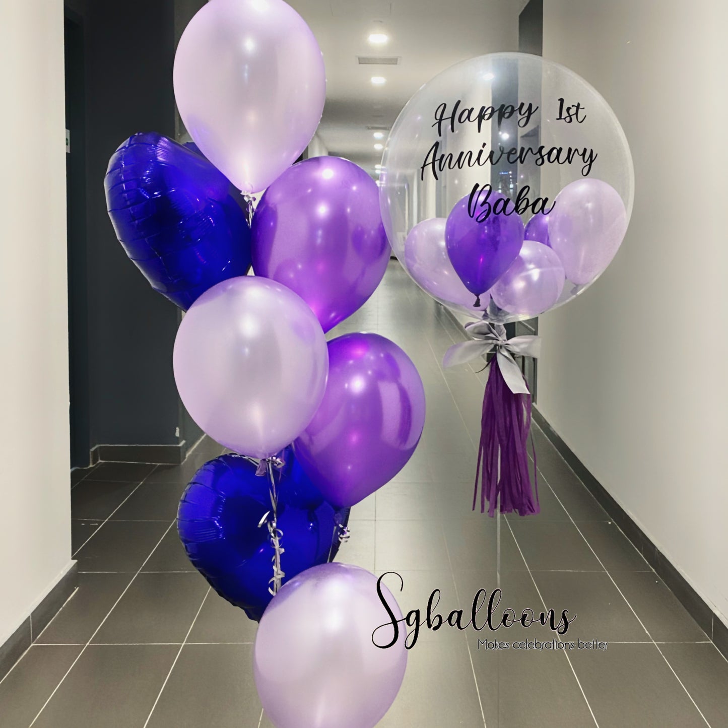 Purple mix themed customised balloon