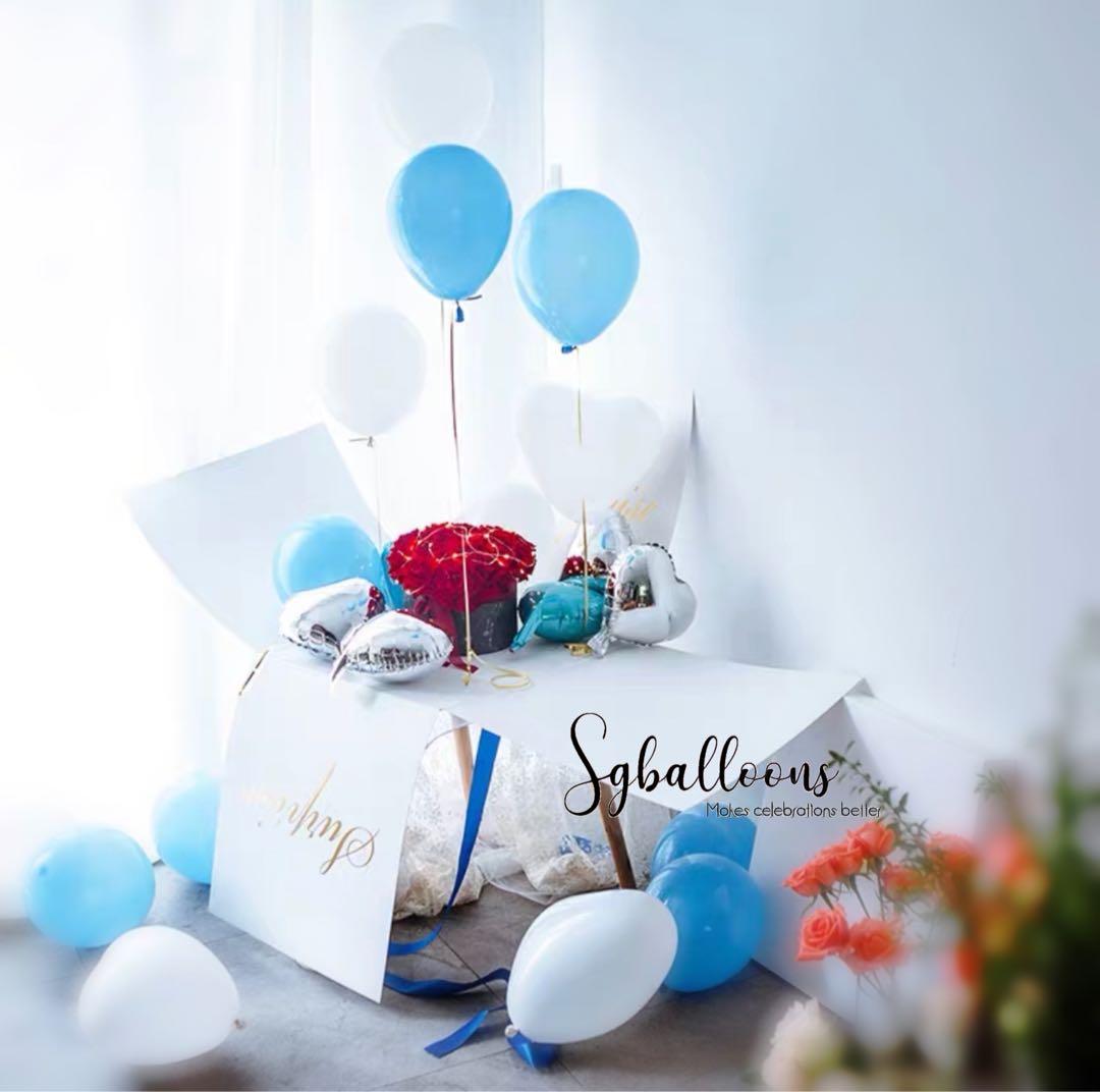 Blue and white theme Surprised box