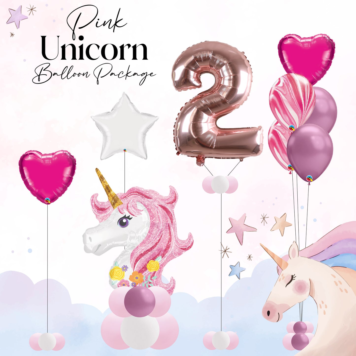 Pink Unicorn Balloon Package