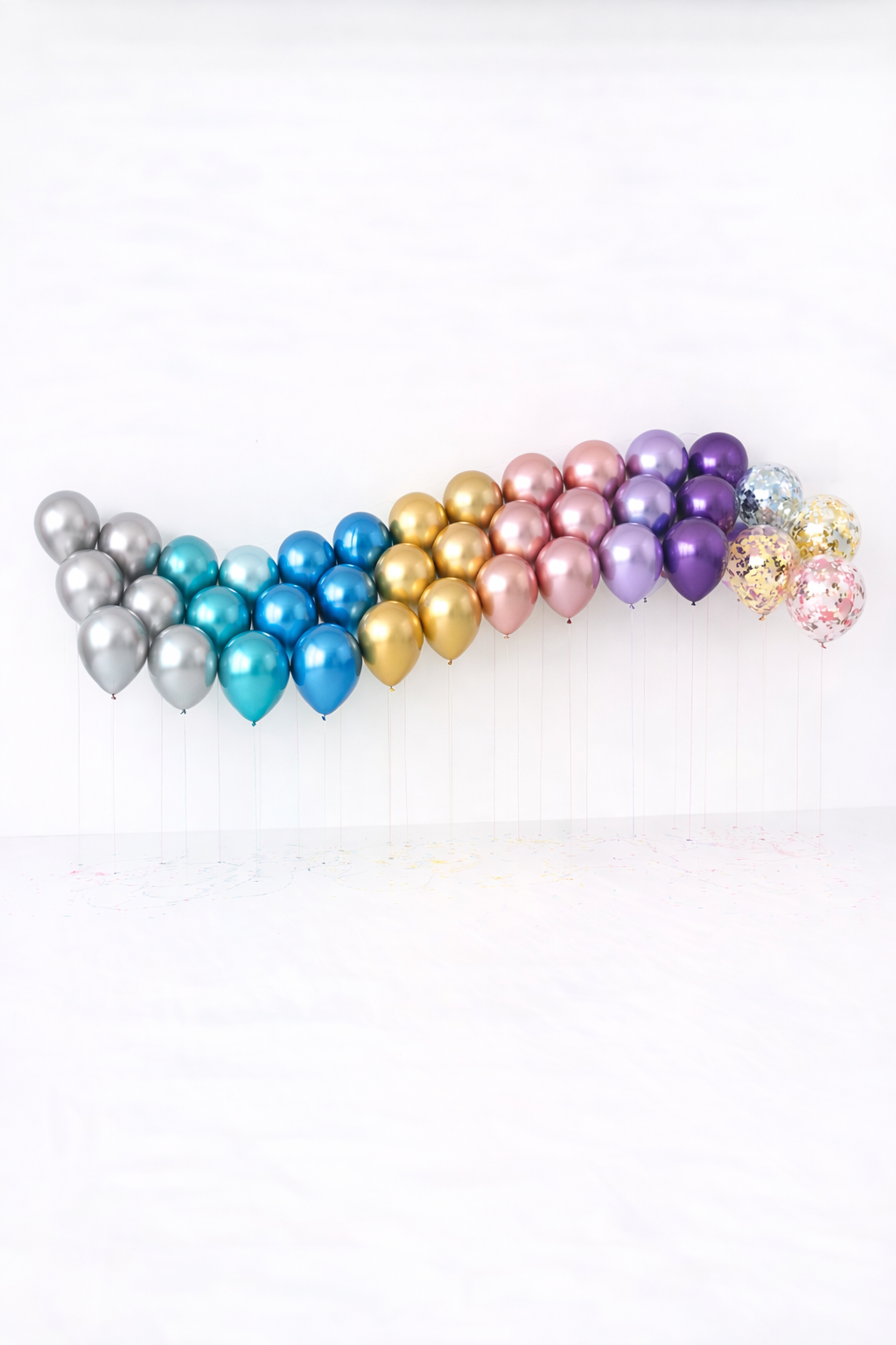 Single Helium Balloon Latex ( Chrome and confetti colours )