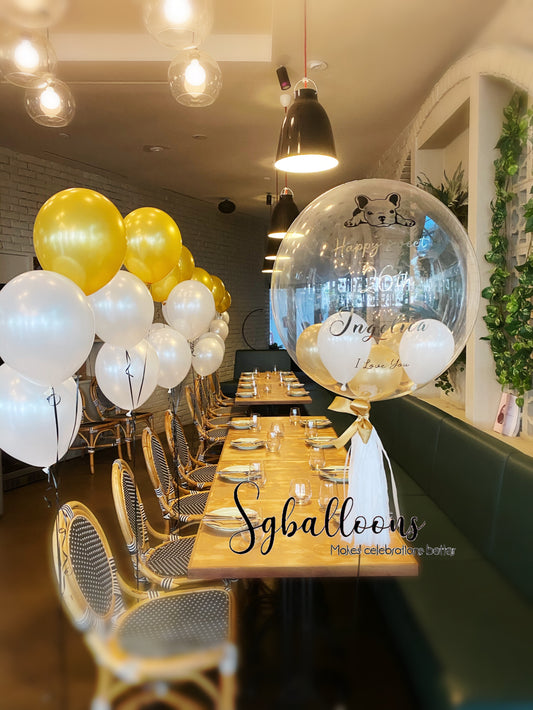Gold and white theme customised balloon