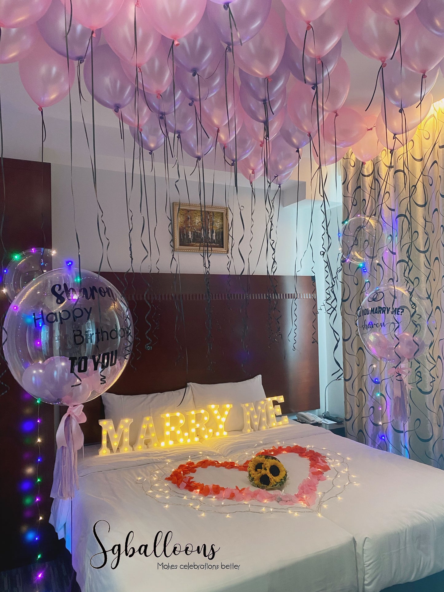 Proposal set up with customised balloons