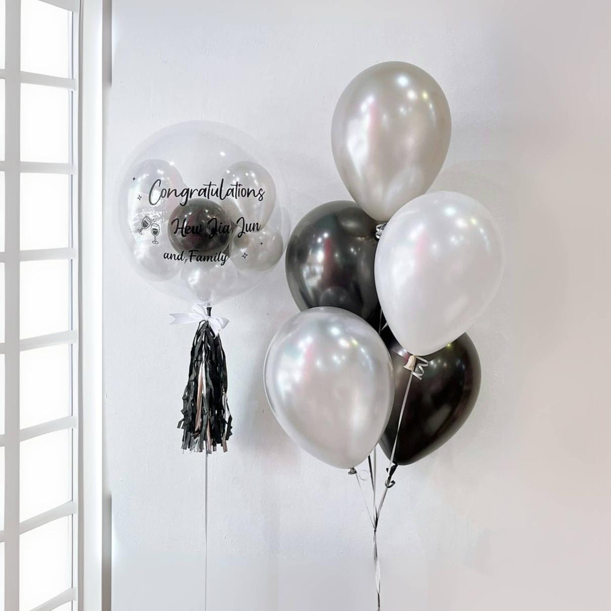 🧡  24" Bubble balloons with 5 Balloon bouquet + Delivery