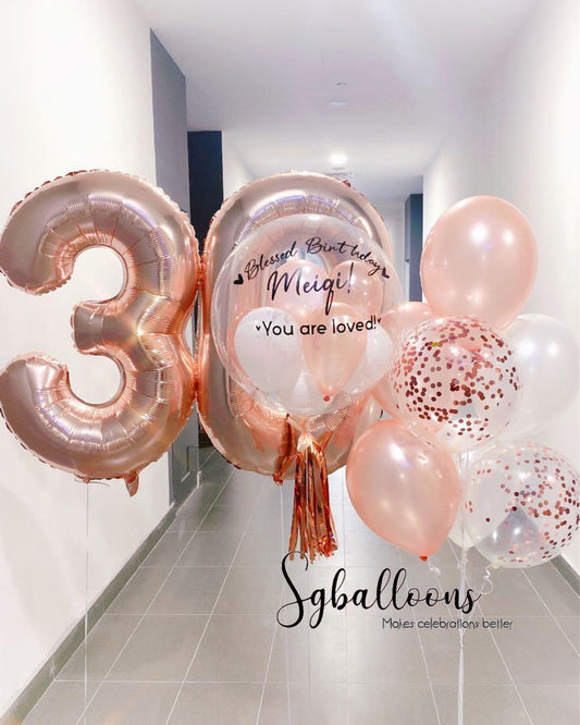 Rose gold and white customise with foil number set